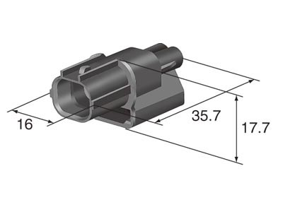 2 Pin HX 040 Sealed Connector - 'Center Rib' - Eastern